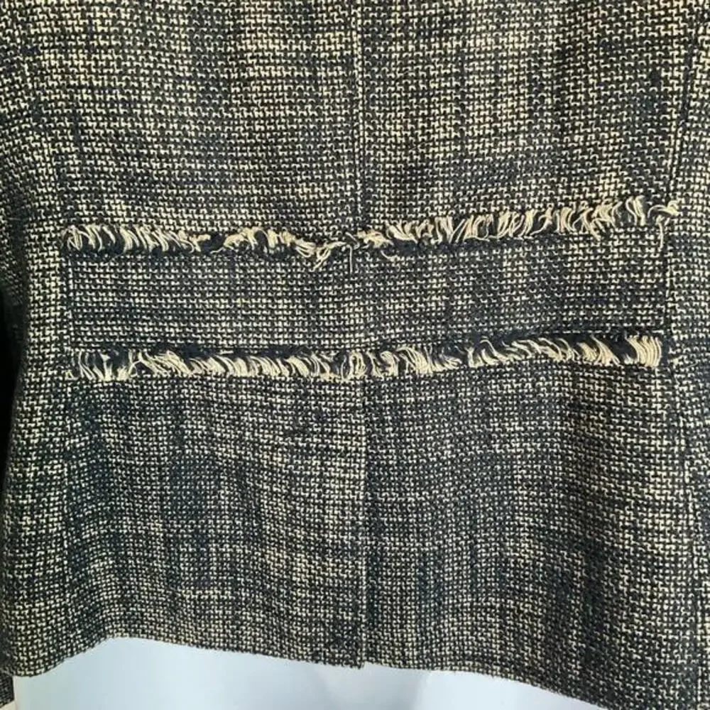 TORY BURCH Blue White Heathered Tweed Blazer‎ Jacket Size 10